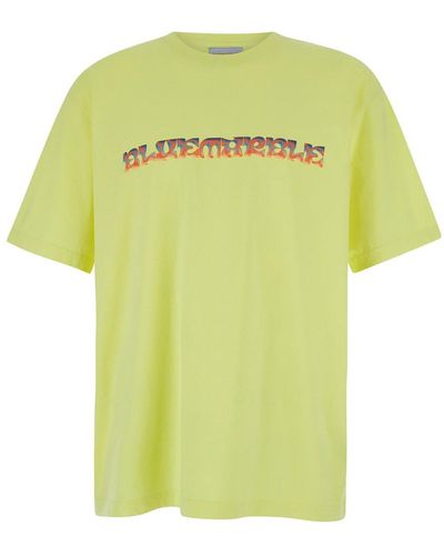 Bluemarble Trippy Leaves Print T-Shirt - Yellow