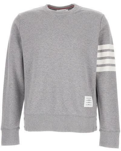Thom Browne Melange Sweatshirt With Bar Tab - Grey