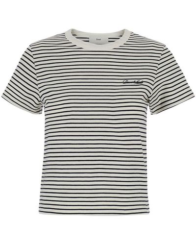 DUNST Essential Stripe Logo Shirt - Grigio