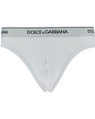 Dolce & Gabbana White Briefs With Branded Waistband In Cotton