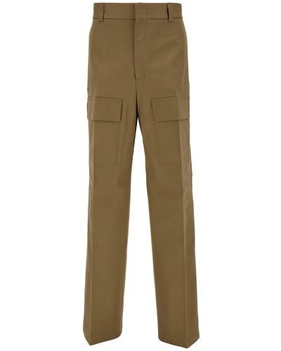 Gucci High-Waisted Trousers With Logo Patch - Natural