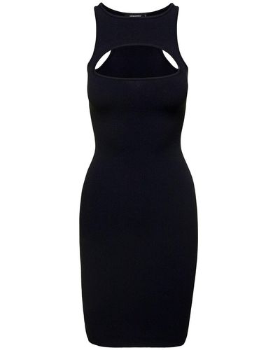 DSquared² Mini Sleeveless Ribbed Dress With Cut-Out Detail - Blue