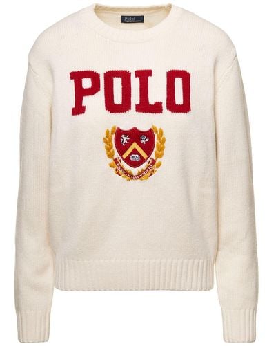 Polo Ralph Lauren Wool Polo Crest Jumper - White