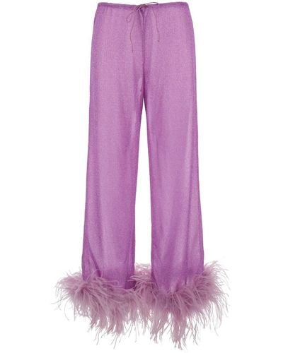 Oséree 'Lumière Plumage' Trousers With Feathers And Drawstring In - Purple