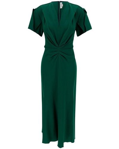 Victoria Beckham Midi Dress With Gatherings - Green
