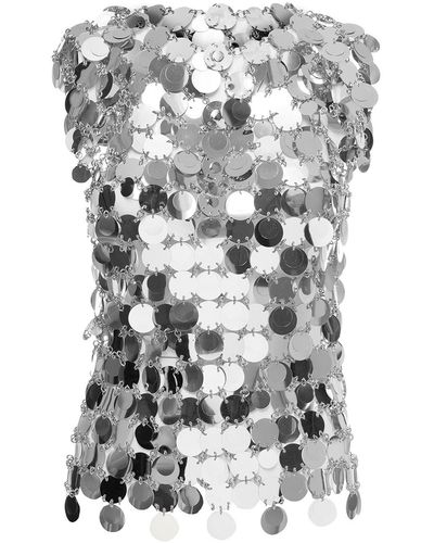 Rabanne Leeveless Silver Sequinned Top - Grey