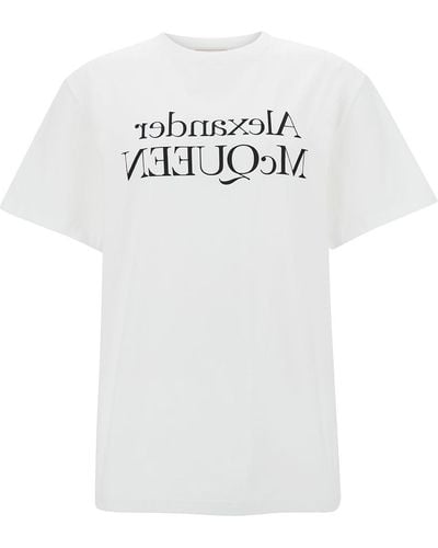 Alexander McQueen Crewneck T-Shirt With Logo Print - White