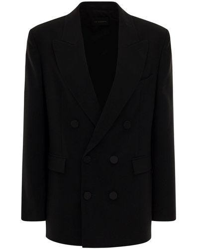 ANDAMANE 'Harmony' Double-Breasted Jacket With Covered Butto - Black