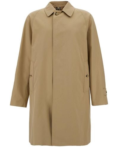 Burberry Single-Breasted Coat With One Single Button - Natural