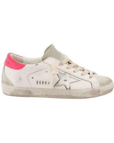 Golden Goose 'Superstar' Low Top Vintage Effect Trainers With St - White
