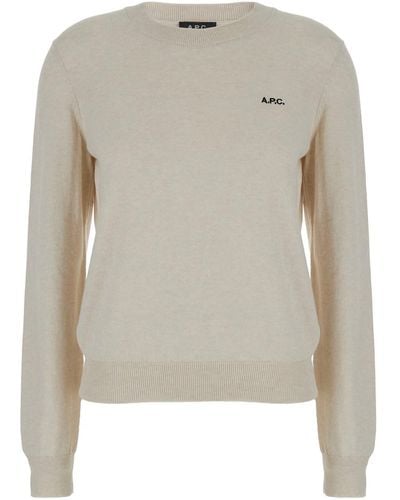 A.P.C. 'Victoria' Jumper With Apc Embroidery - Natural