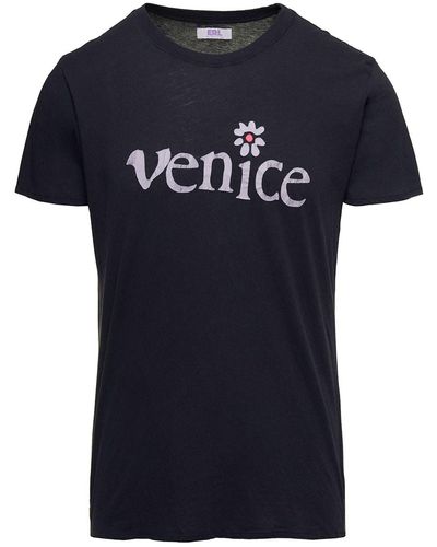 ERL Crewneck T-Shirt With Venice Print - Blue