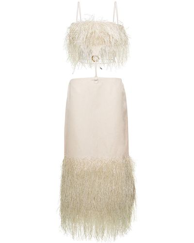 Jacquemus La Robe Raphia Fringed Dress - Natural