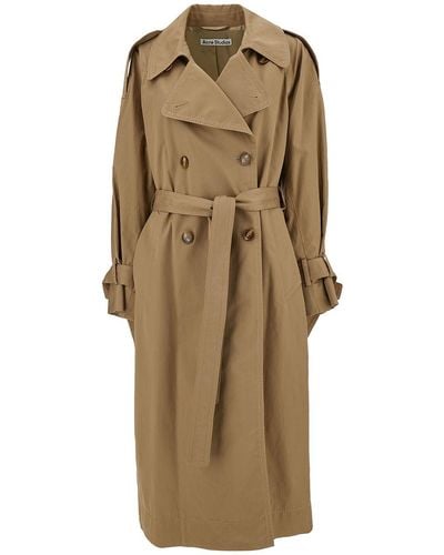 Acne Studios Double-Breasted Trench Coat With Matching Belt - Natural