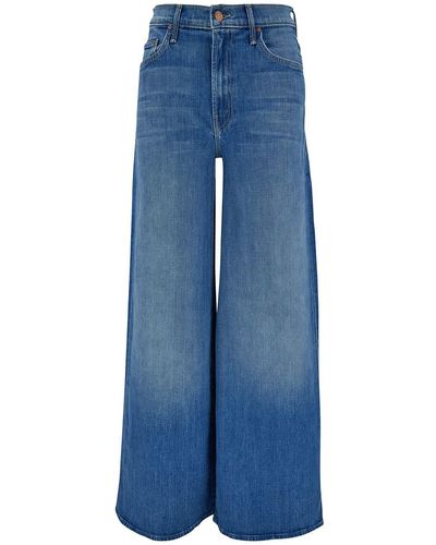 Mother 'The Undercover' Light Wide Jeans With Branded Button - Blue