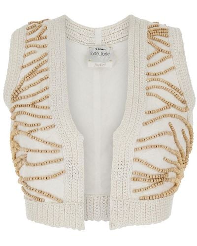 Forte Forte Vest With Embroidery And Beads - White