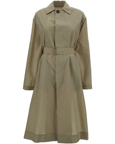 Philosophy Di Lorenzo Serafini Olive Green Trench Coat With Buttons In Technical Fabric Woman