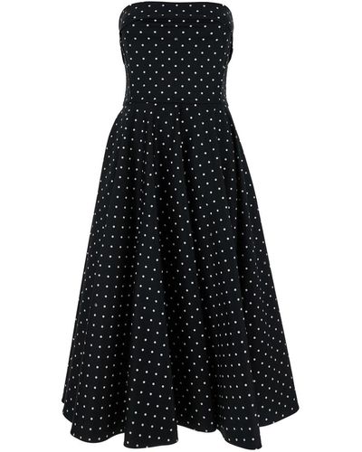 Dolce & Gabbana Calf-Lenght Circle Dress With Polka Dots Print - Black