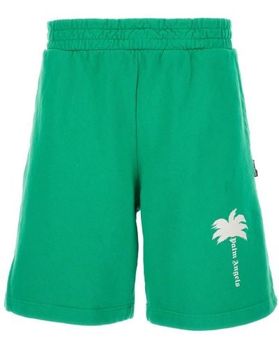 Palm Angels Bermuda Shorts With Elastic Waistband - Green