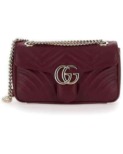 Gucci 'Gg Marmont' Crossbody Bag With Double G - Purple