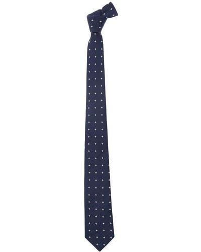 Tagliatore Tie With Floiwer Embroidery - Blue