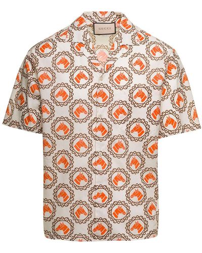Gucci Camicia da bowling in cotone con stampa - Multicolore