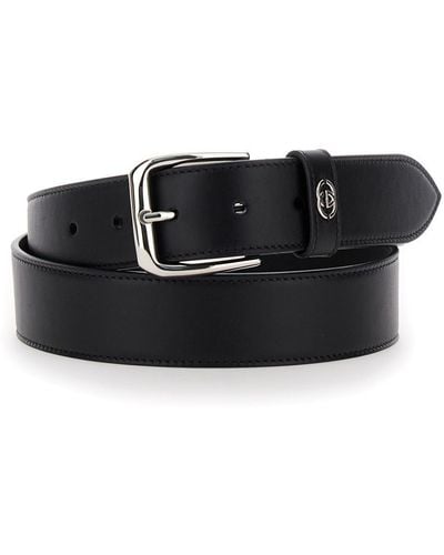 Gucci Belt With Squared Buckle And Interlocking G - Black