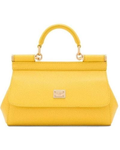 Dolce & Gabbana 'Small Sicily' Handbag With Logo Plate - Yellow