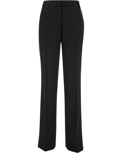 Plain Straight Trousers With Concealed Closure - Black
