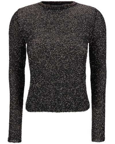 Balenciaga Long-Sleeve Top With All-Over Sequins - Black