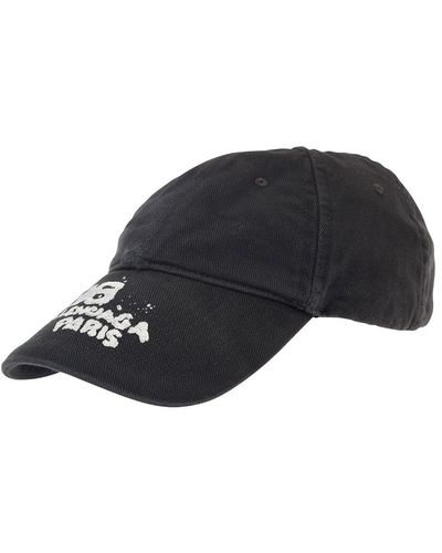 Balenciaga Cappello da baseball con logo bb paris in drill di cotone uomo - Nero