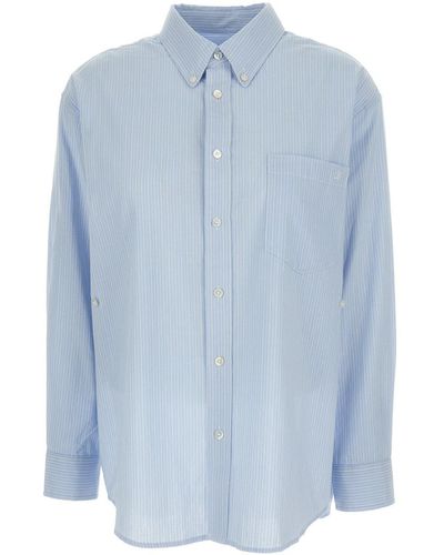 DUNST Light- Striped Oversize Shirt - Blue