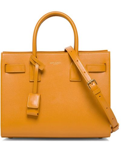 Saint Laurent Sac De Jour Handbag In Mustard-colored Leather - Yellow