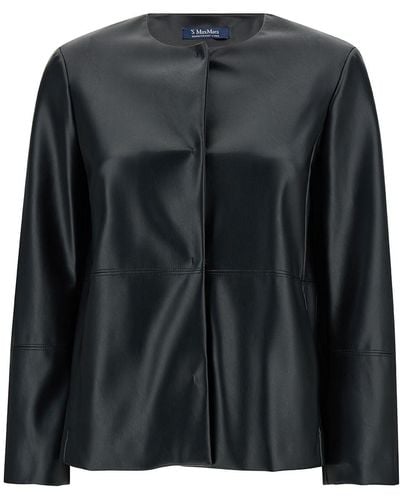 Max Mara ' Maxmara Collarless Jacket With Front Closure - Black