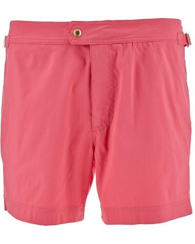 Tom Ford Swim Shorts With Branded Button - Pink