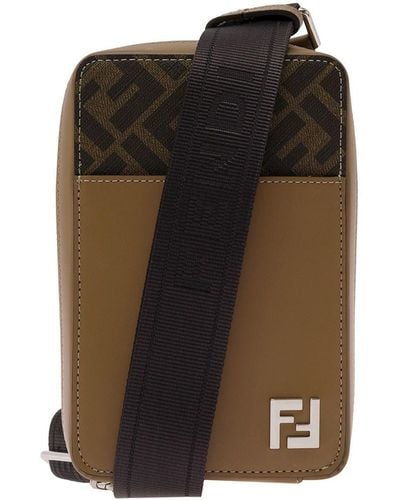 Fendi 'Ff Squared' And Tobacco Phone Case With Logo Detail - Black