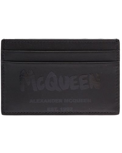 Alexander McQueen Tonal Graffiti Logo Card Holder - Black