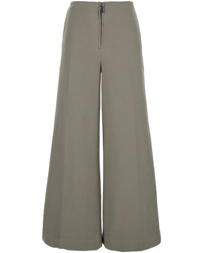 Totême Wide Trousers With Zip Closure - Grey