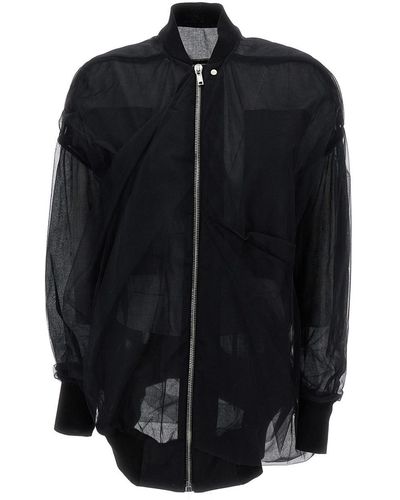 Rick Owens Jacket With Tulle Design - Black