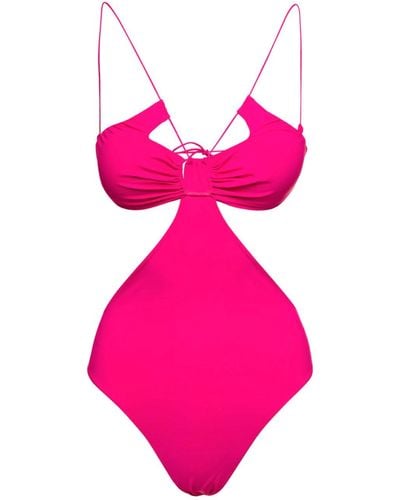 Amazuìn 'Sadie' Fuchsia Swimsuit With Cut-Out And Spaghetti Straps In - Pink