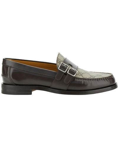 Gucci And Ebony Loafers With Double Buckle - Gray