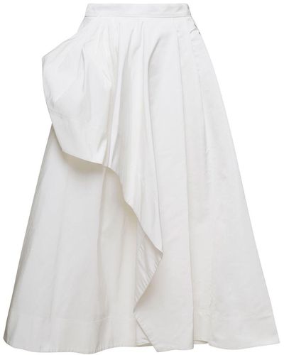Alexander McQueen Draped Round Asymmetric Skirt - White