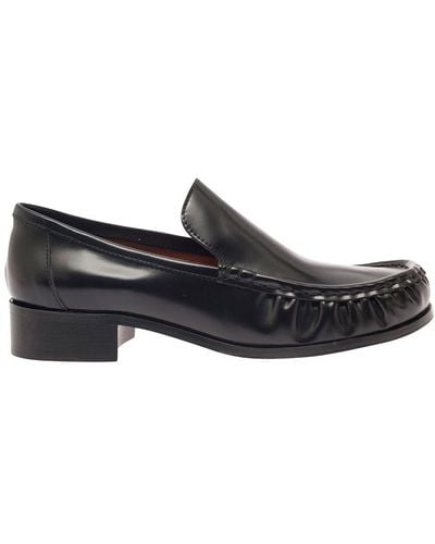 Acne Studios 'babi' Loafers With Block Heel In Shiny Leather - White