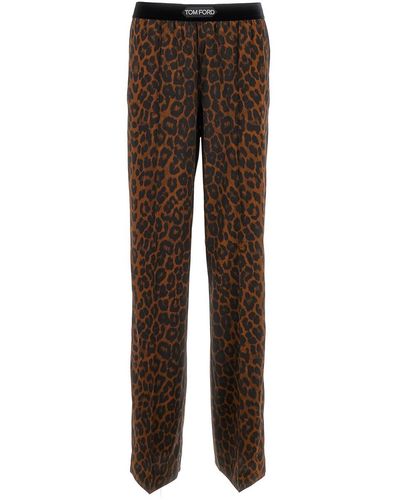 Tom Ford Leopard Print Straight Pants - Brown