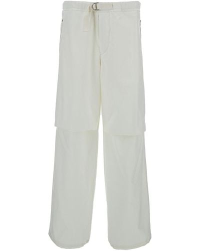 Jil Sander White Cargo Trousers In Cotton Man