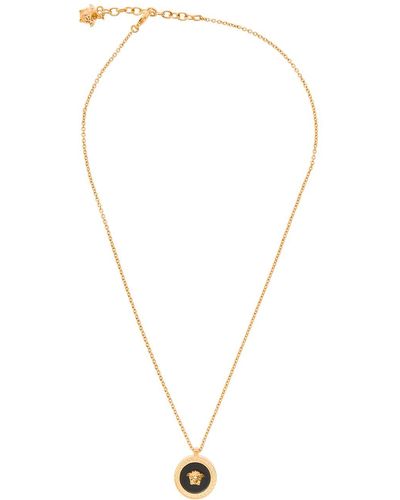 Versace Gold-colored Necklace With Medusa Charm In Metal Man - Gray