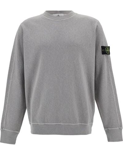 Stone Island Crewneck Sweatshirt With Logo Patch - Grey