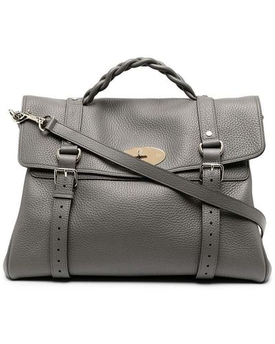 Mulberry Woman Alexa Pebbled Leather Shoulder Bag - Gray