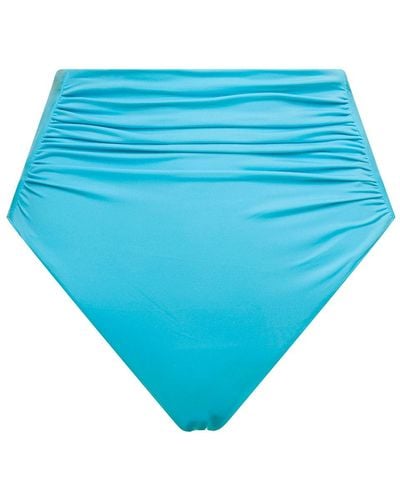 Self-Portrait Slip Bikini Vita Alta Con Dettaglio Arricciato Turchese - Blu