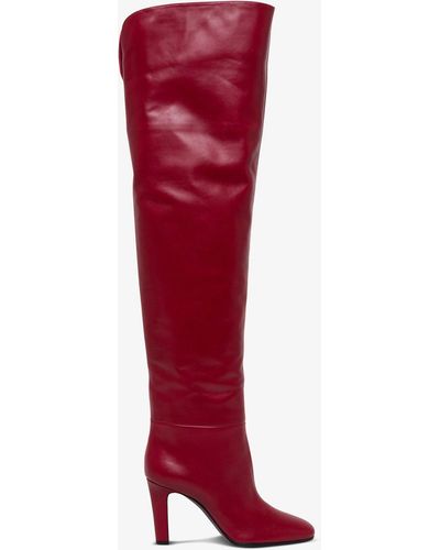 Saint Laurent Jane Over-the-knee Leather Boots - Red